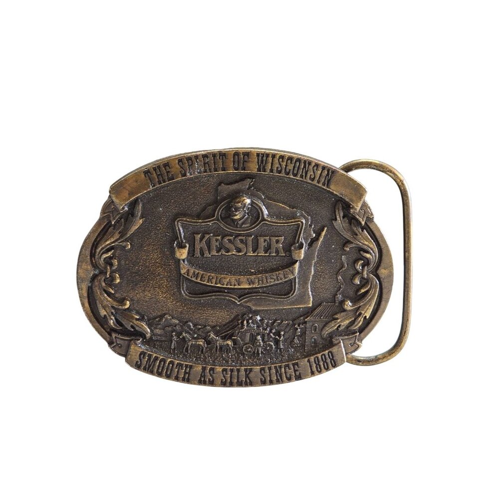 Kessler Whiskey Brass Belt Buckle LE 1993 Spirit Of Wisconsin . - Picture 2 of 9